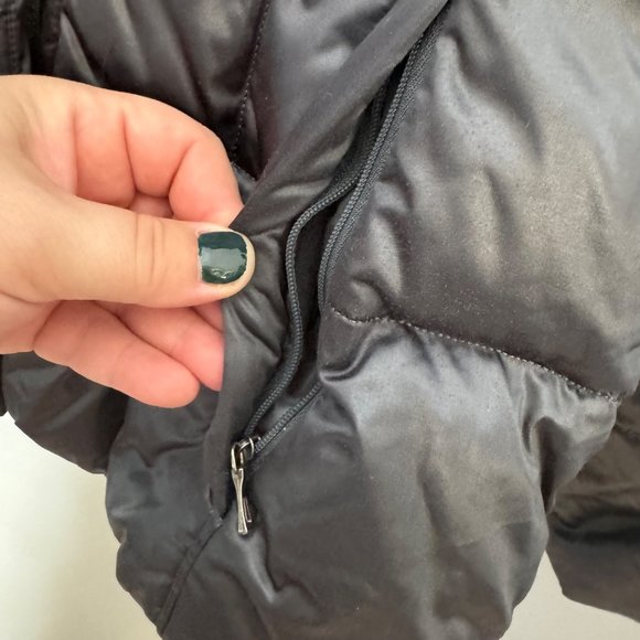 LANDS' END gray metallic down puffer coat with shawl high collar size S - Picture 10 of 11